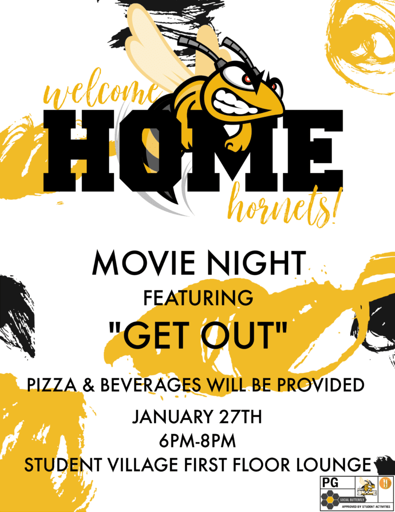 Enjoy a viewing of the movie "Get Out" from 6 to 8 p.m. Jan. 27 in the first floor lounge.