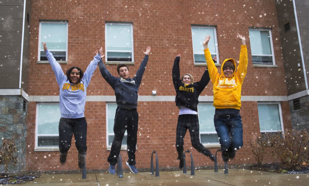 Students jumping