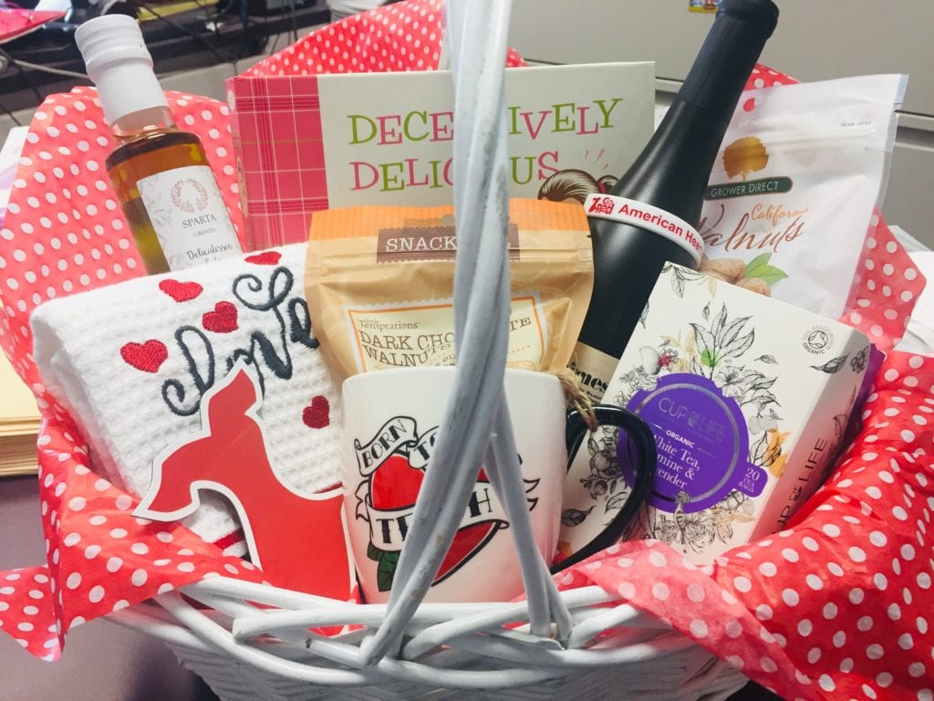 The basket of healthy items we're raffling off to support the Heart Walk