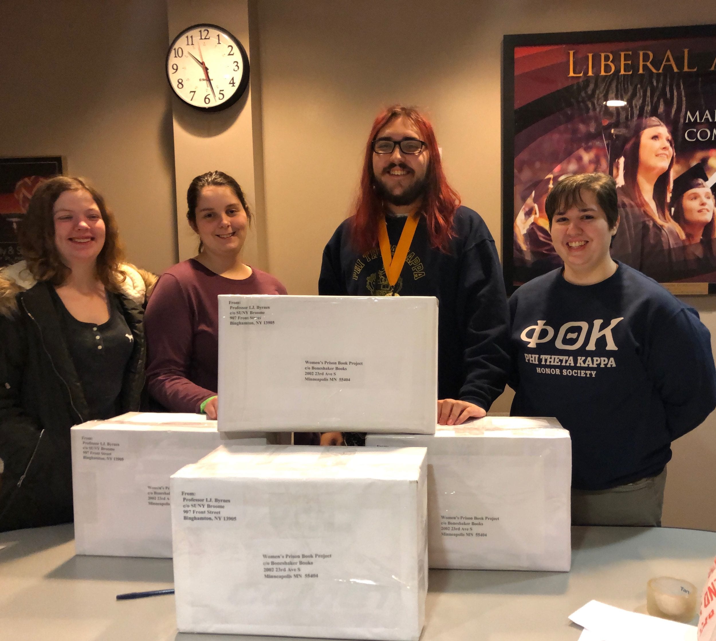 Women’s Discussion Group collaborates with Phi Theta Kappa Honor Society to donate books to the Women’s Prison Book Project