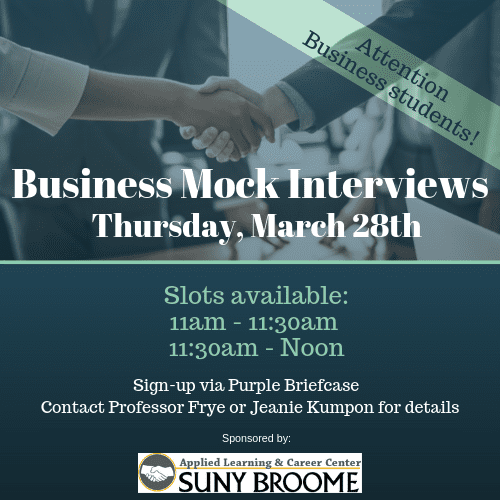 Business Mock Interview event on March 28