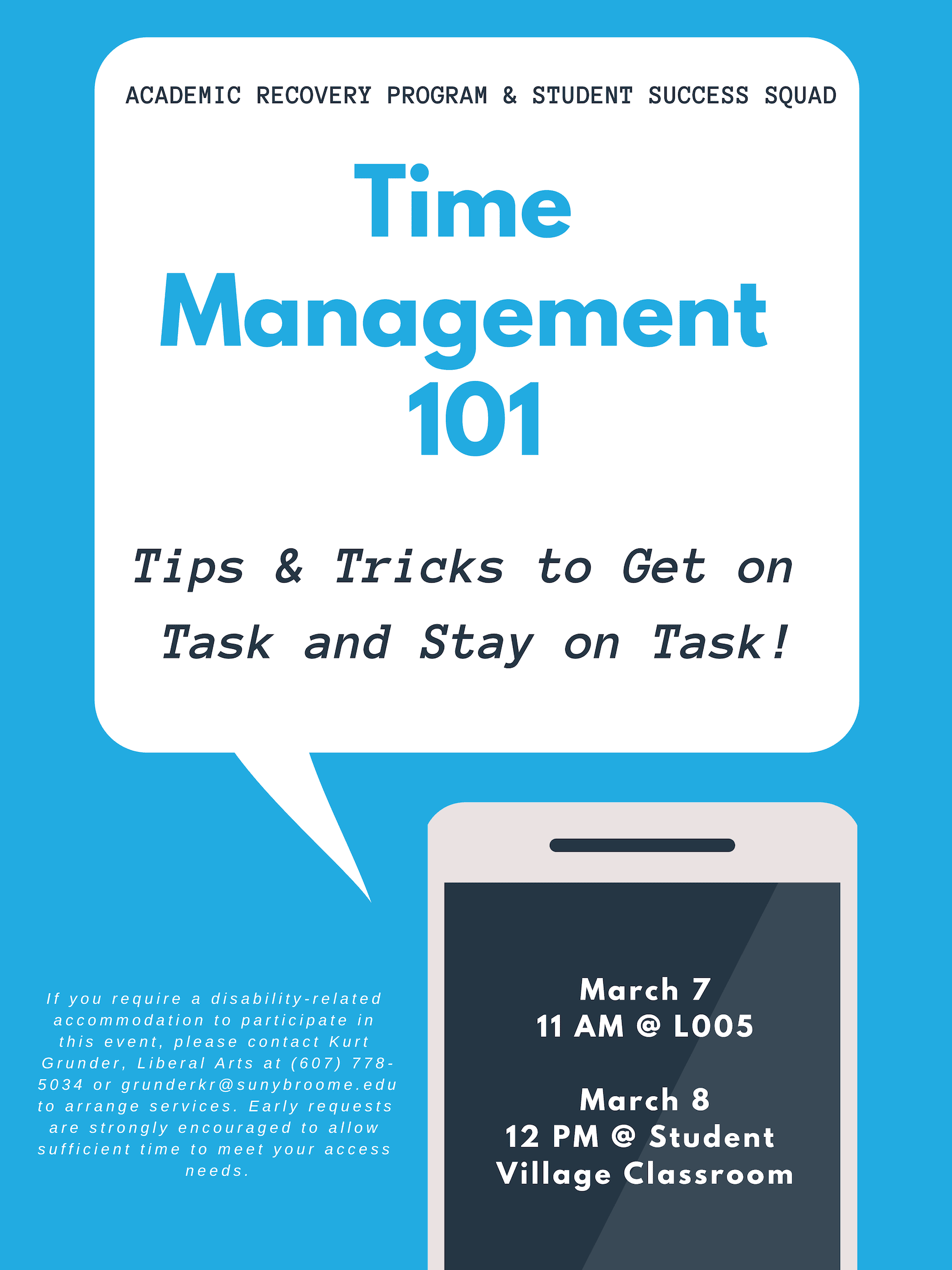 Stay on Task: Time Management 101 on March 7 and 8