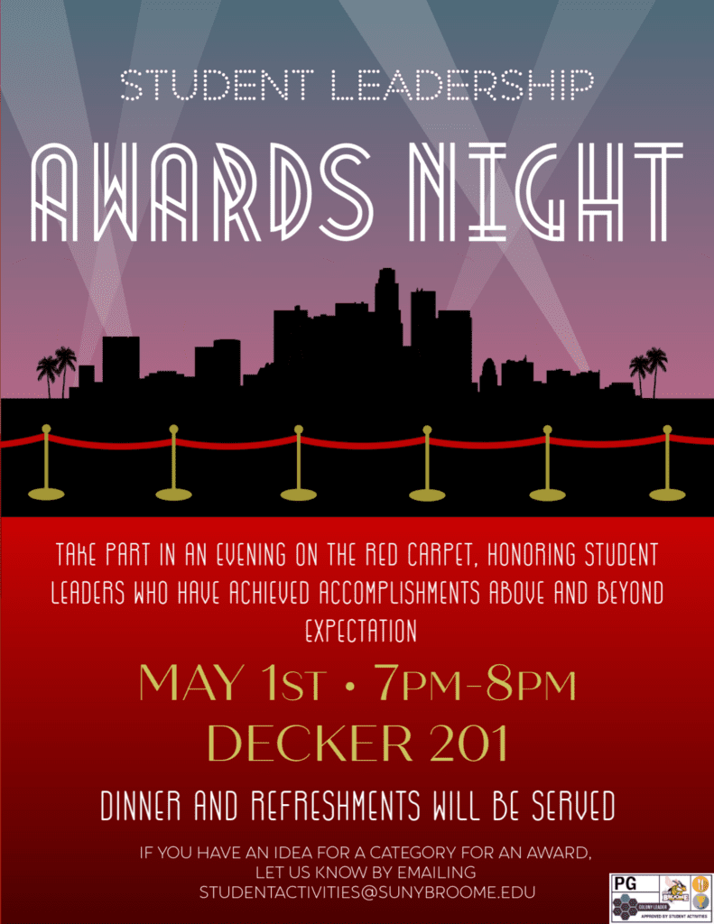 Flyer for Student Leadership Awards Night on May 1