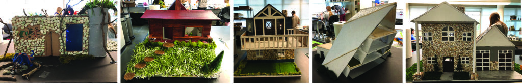 Examples of students' "dream home" projects from Professor Harrington's Three-Dimensional Design class