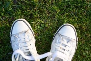 White shoes on grass
