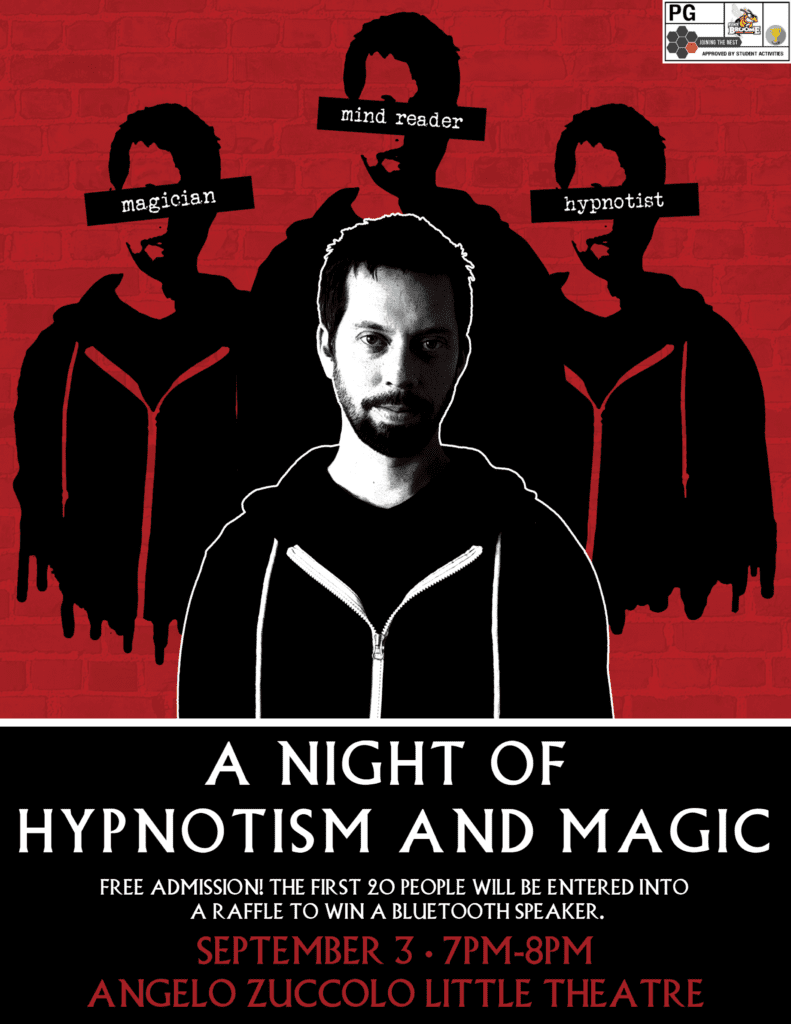 Experience the miraculous world of magic, mind reading, and hypnosis from world class ‘Astonishment Artist’ Mat LaVore from 7 to 8 p.m. Sept. 3 in the Angelo Zuccolo Little Theatre.