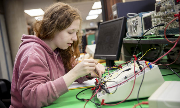 Making connections: Juliana starts her career in electronics before completing her degree