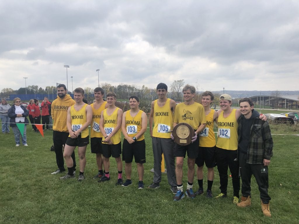 For the first time in the SUNY Broome history, the men’s cross country team won the Region III Championships Oct. 26 on the 5-mile course at Finger Lakes Community College.