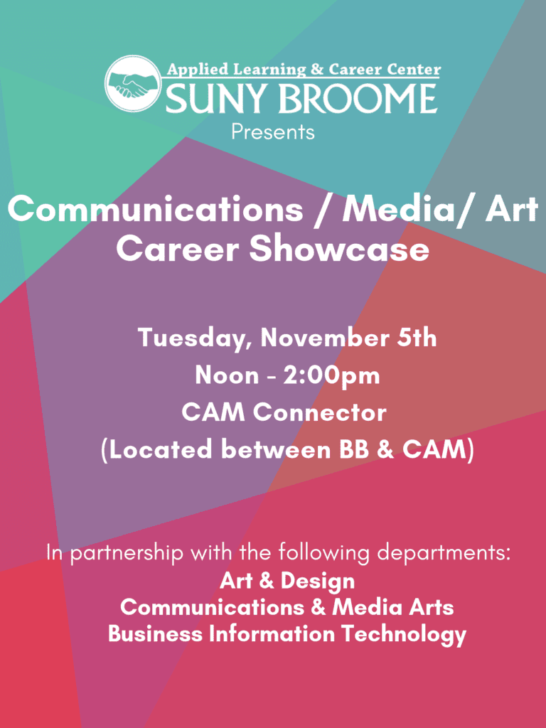 Attention, students! Stop by the Connector from noon to 2 p.m. Tuesday, Nov 5, to speak 1:1 with professionals in various communications, media and art-related professions.