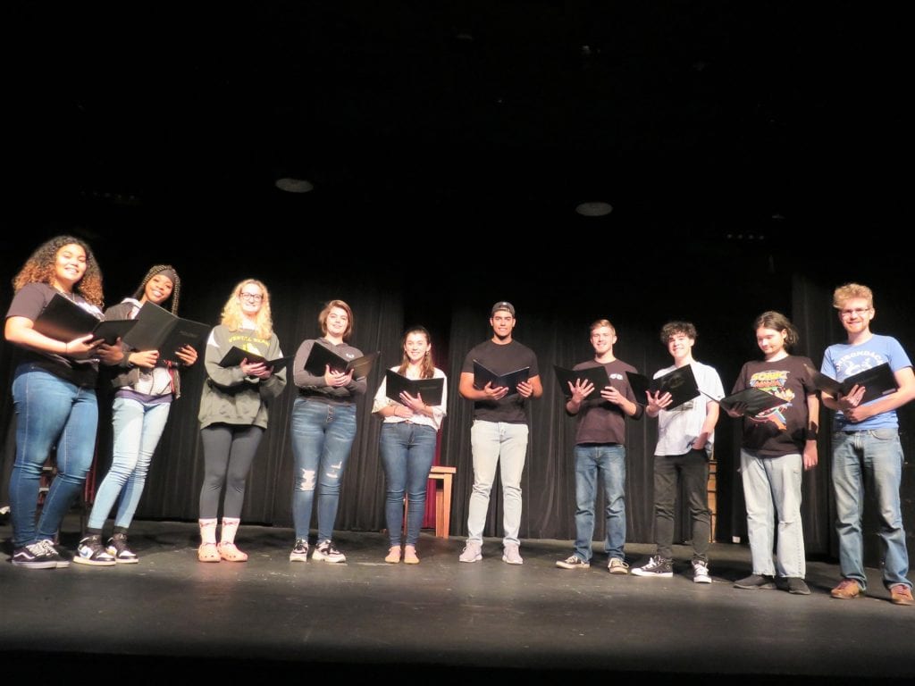 SUNY Broome Theater students practicing their reading of Edgar Allen Poe