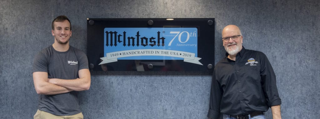 McIntosh CEO Charlie Randall (left) and his son, also Charles Randall, at the company headquarters in Binghamton