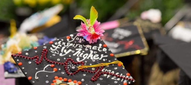 Graduation cap with text "You inspire me to fly higher"