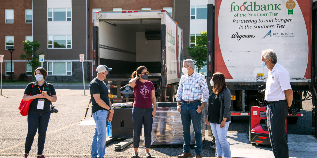 Congressman Anthony Brindisi helped out the Food Bank of the Southern Tier  community food distribution event at SUNY Broome.