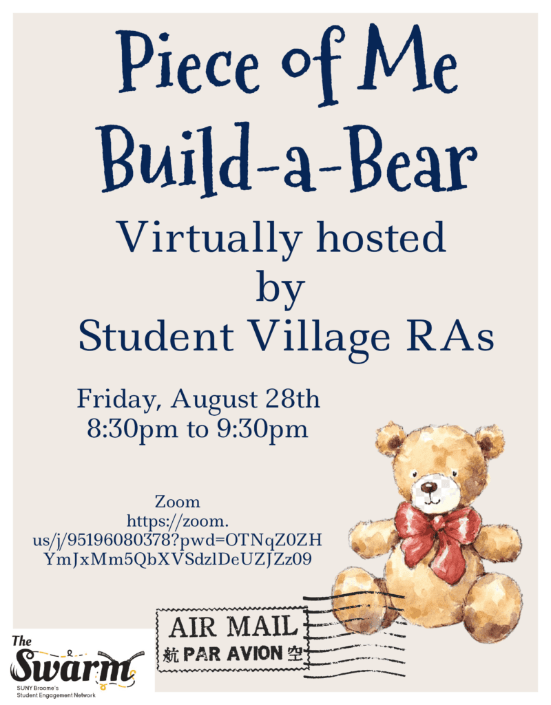 Piece of Me build-a-bear virtually hosted by Student Village RAs