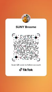 SUNY Broome TikTok QR Code to follow account