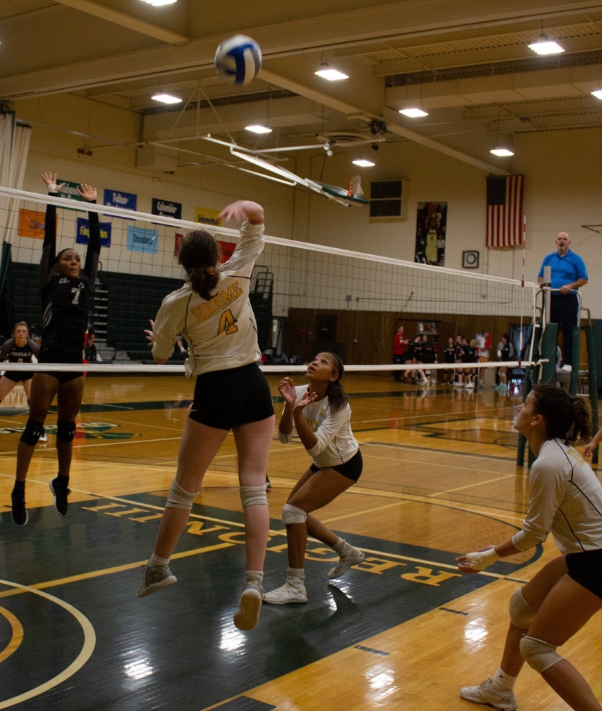 SUNY Broome Women's volleyball team traveled to Sanborn for matches against Erie CC, Jamestown CC and Niagara County CC in a POD hosted by Niagara County CC.