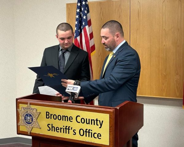 Criminal Justice student, Nicholas Bartholomew was presented with the New York State Sheriff's Institute Scholarship Award
