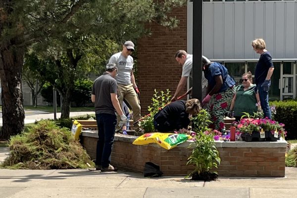 Academic Leadership planted a perennial garden outside of the Wales Building as part of their annual team building exercise