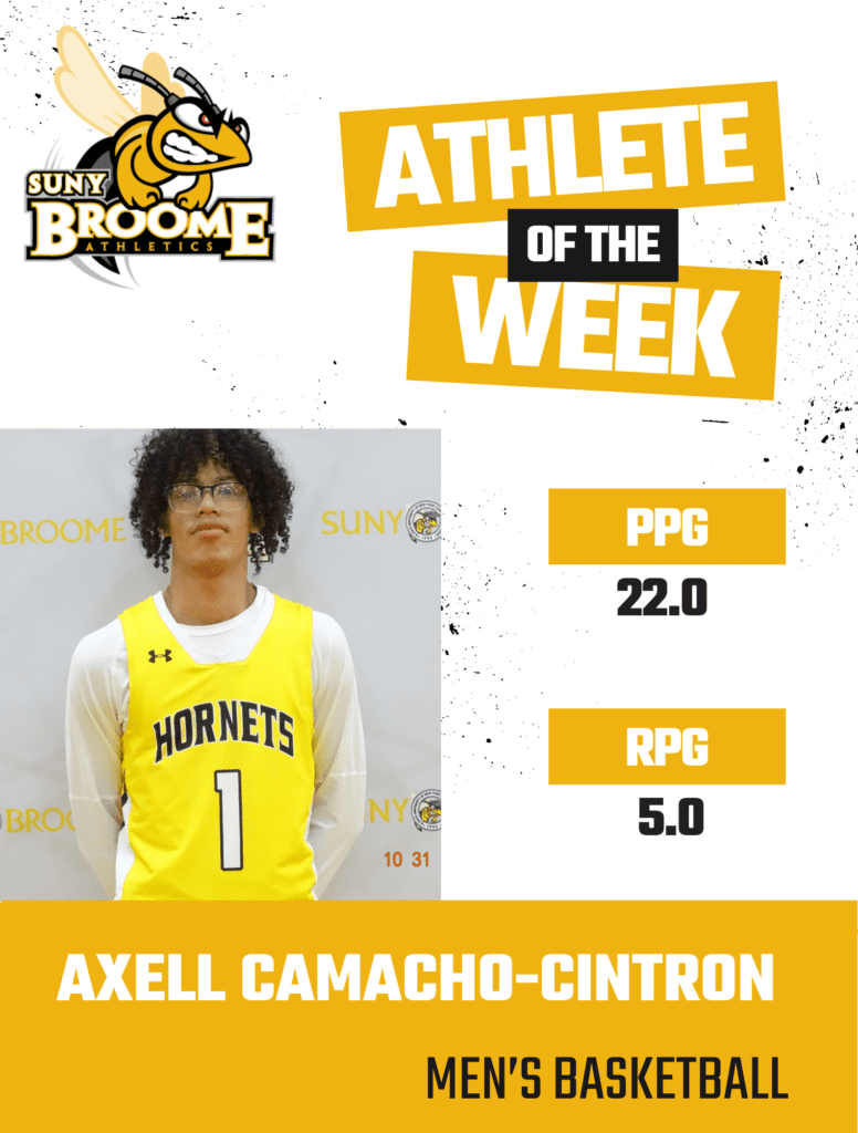 Axell Camacho-Cintron Named SUNY Broome Athlete Of The Week