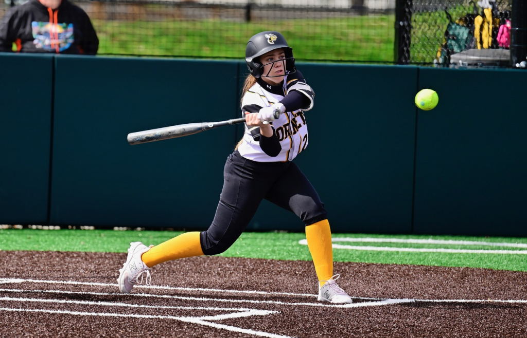 SUNY Broome softball Batter in action. The team visited the Onondaga Lazers on Sunday for a doubleheader.