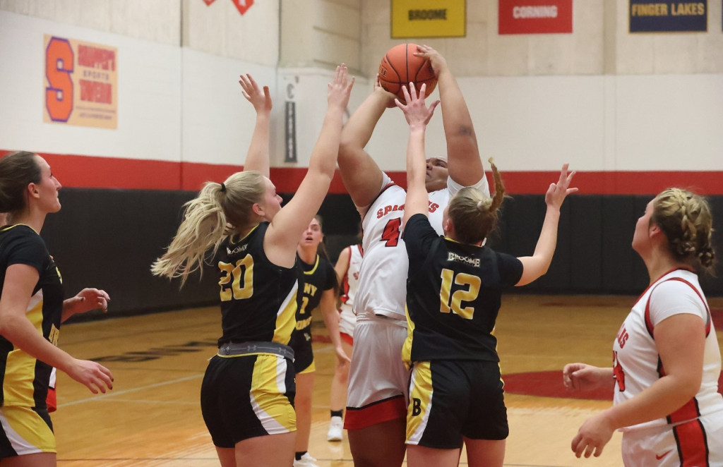 SUNY Broome women's basketball team visited SUNY Adirondack on Saturday and brought home a convincing 69-22 win