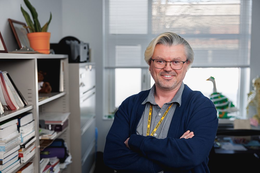Andrew Robertshaw in his office. 