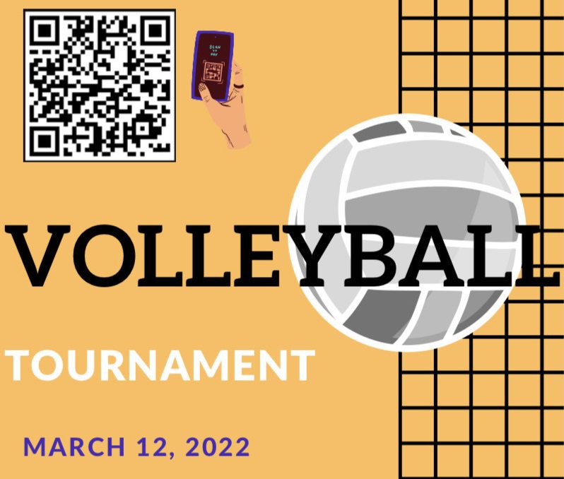 Volleyball tournament March 12, 2022 including image of QR code