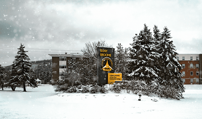 SUNY Broome campus after winter snow