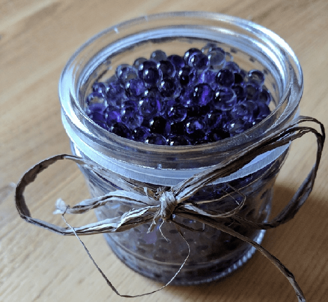 home made air freshener beads in a jar