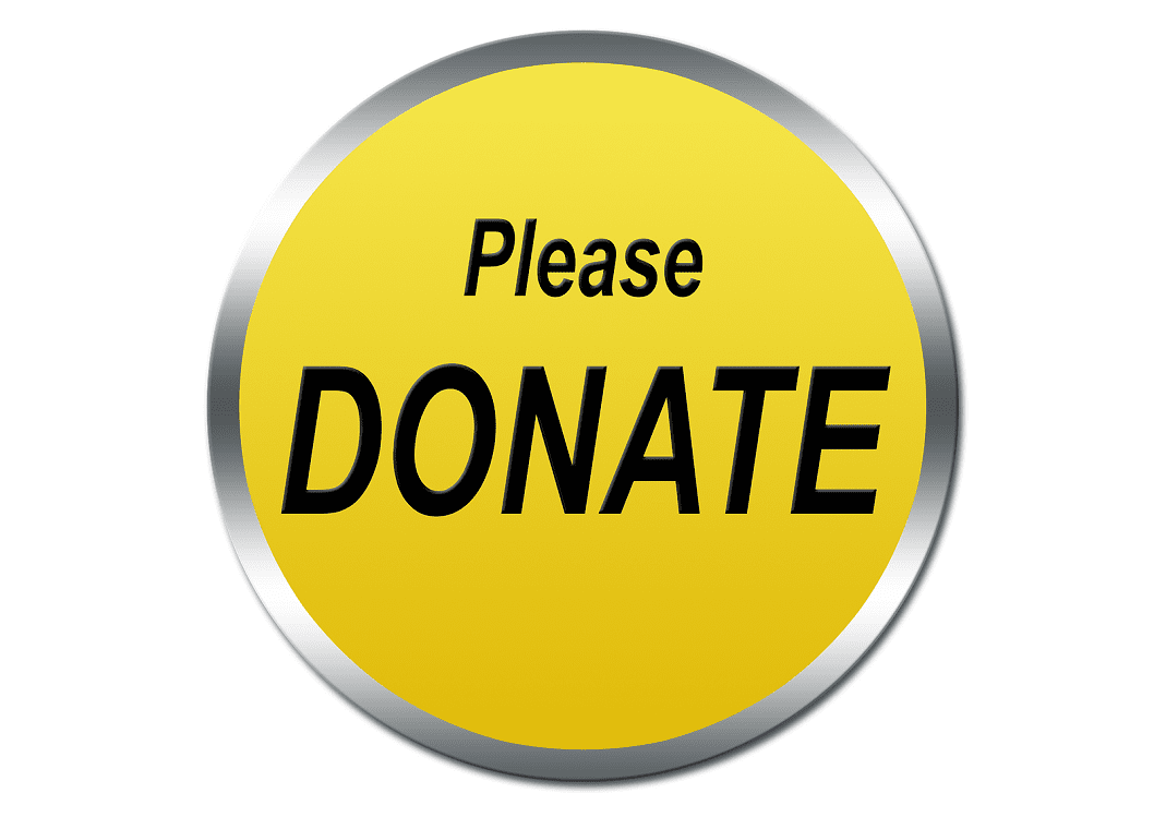 Yellow button with Please Donate