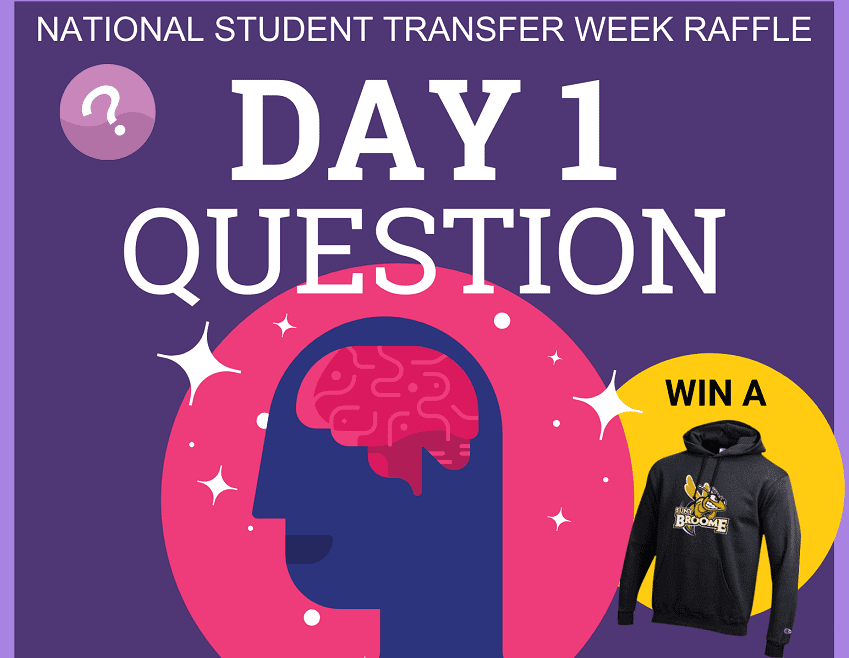 National Student Transfer Week Q&A Raffle, sponsored by Bellevue University. Day 1 question.