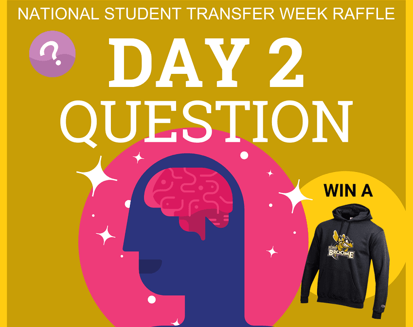 National Student Transfer Week Q&A Raffle, sponsored by Bellevue University. Day 2 question.