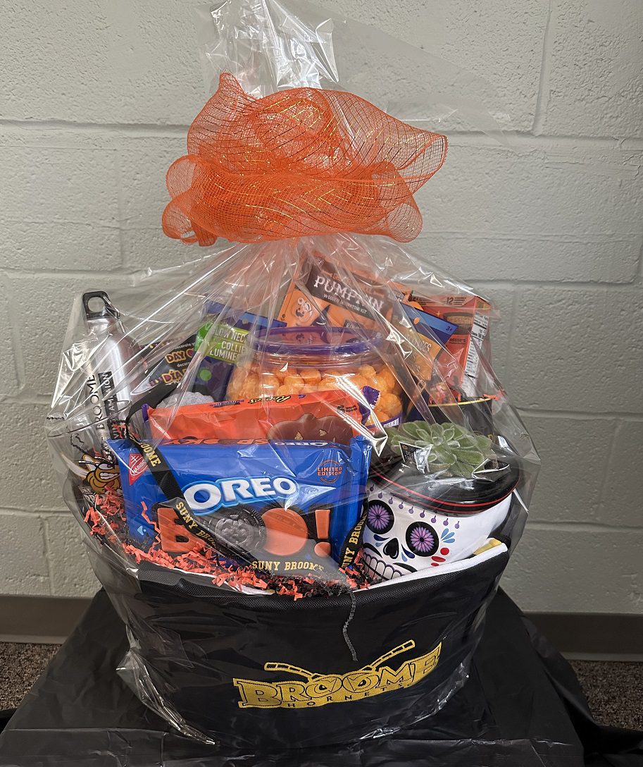 Spooky themed basket prize for the basket raffle