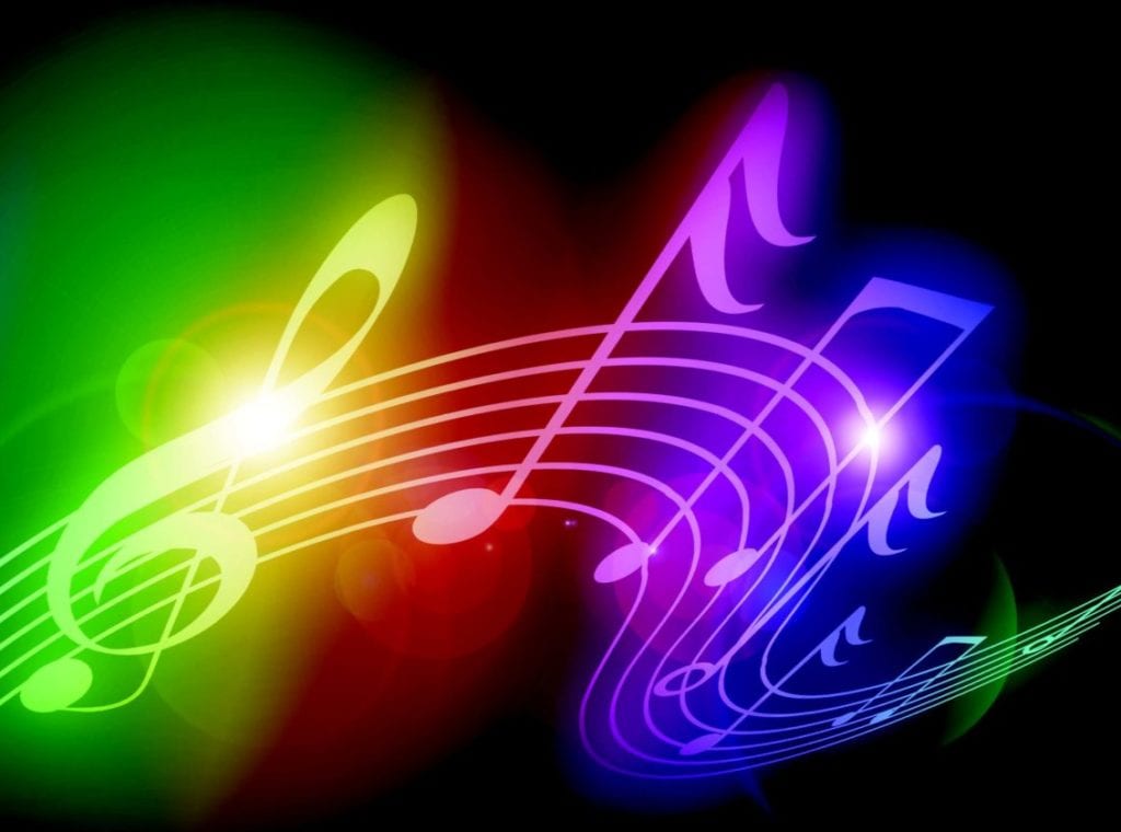 rainbow with music symbols