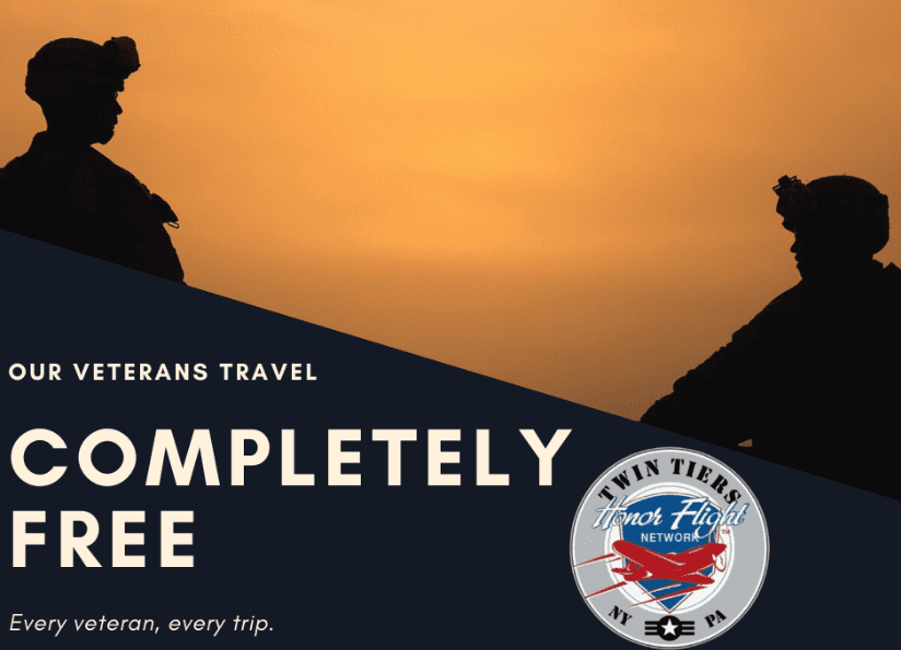 Our veterans travel completely free; Every veteran, every trip. Twin Tiers Honor Flight NY/PA