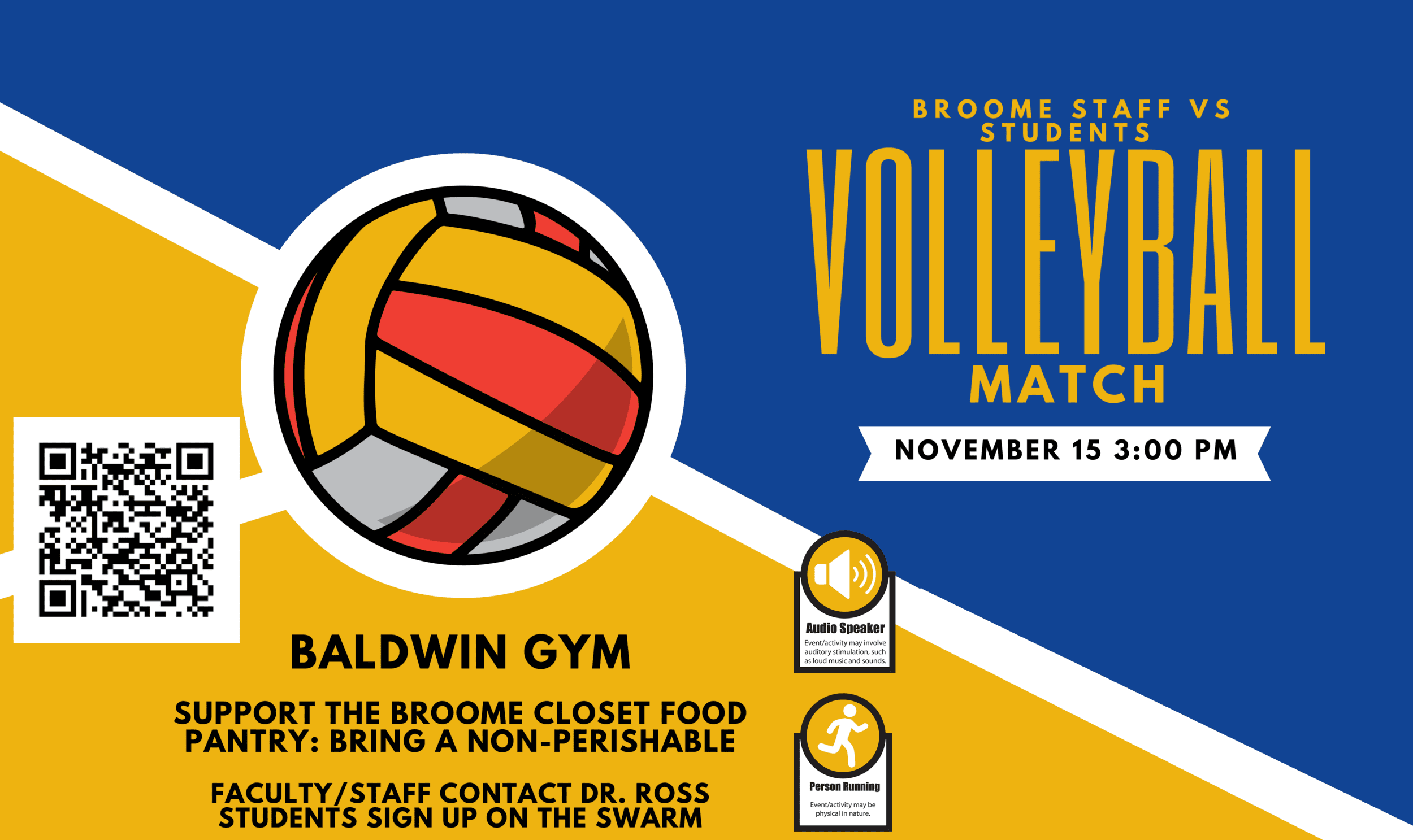 Students Vs. Staff Volleyball Match November 15, 2023 at 3 pm in the Baldwin Gym