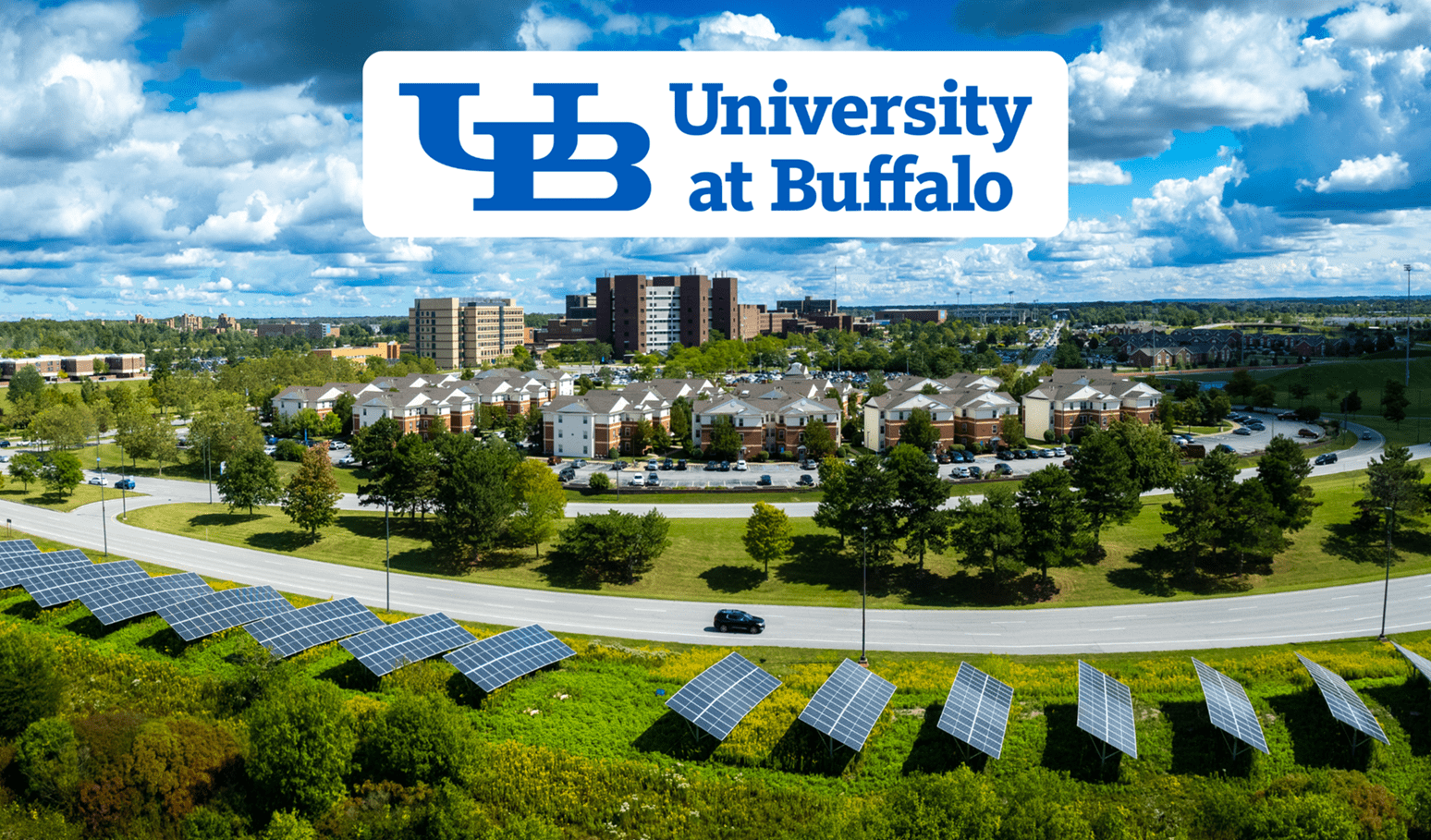 UB - University at Buffalo view of campus from drone